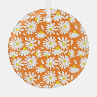 Retro daisy floral: orange Vintag. Ornament Aus Glas