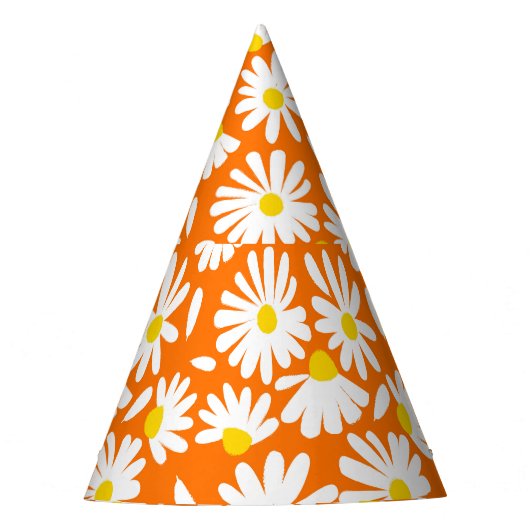 Retro daisy floral: orange Vintag. Partyhütchen (Vorderseite)
