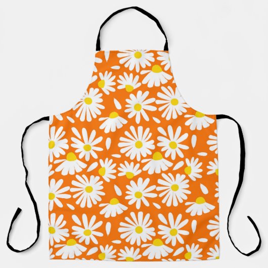 Retro daisy floral: orange Vintag. Schürze (Vorderseite)