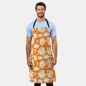 Retro daisy floral: orange Vintag. Schürze (Getragen)