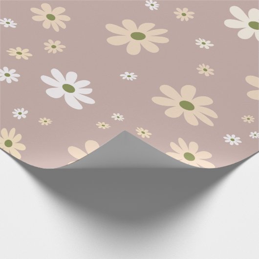 Retro Daisy Floral Pattern Boho Geschenk Geschenkpapier (Ecke)