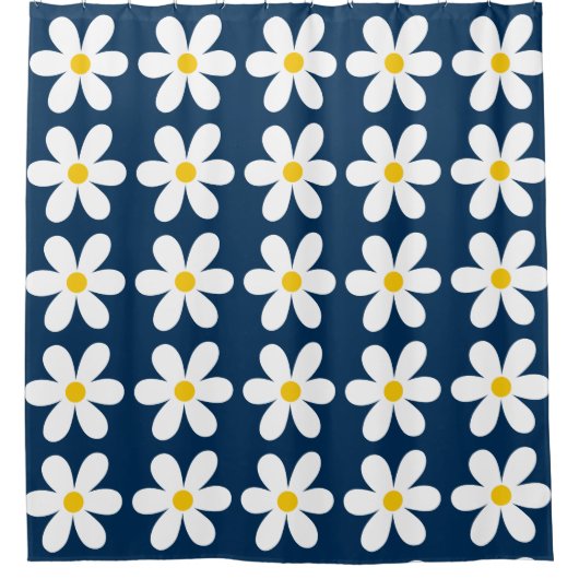 Retro Daisy Floral Pattern Duschvorhang (Vorderseite)