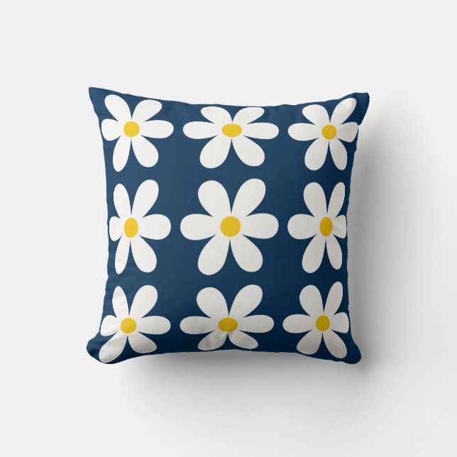 Retro Daisy Floral Pattern Kissen (Vorderseite)