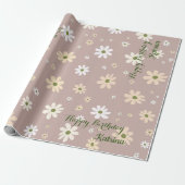Retro Daisy Floral Pattern Personalisiert Geburtst Geschenkpapier (Ungerollt)