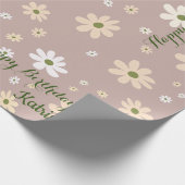 Retro Daisy Floral Pattern Personalisiert Geburtst Geschenkpapier (Ecke)