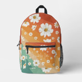 Retro Daisy Floral Rainbow | Monogramm Bedruckter Rucksack (Vorderseite)