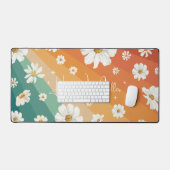 Retro Daisy Floral Rainbow Monogramm Schreibtischunterlage (Tastatur & Maus)