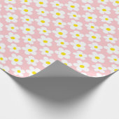 Retro Daisy Floral und Peach Geschenkpapier (Ecke)