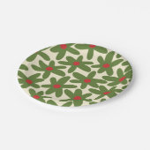 Retro Daisy Floral Weihnachten Weihnachtsmuster Pappteller (Schrägansicht)