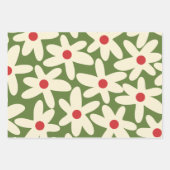 Retro Daisy Floral Weihnachtsmuster Geschenkpapier Set (Vorderseite)