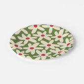 Retro Daisy Floral Weihnachtsmuster Pappteller (Schrägansicht)