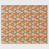 Retro Daisy Floral Wrapping Paper Geschenkpapier (Flach)