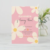 Retro Daisy floraler Kindergeburtstag Einladung (Stehend Vorderseite)