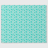 Retro Daisy Florals über Aqua Green Wrapping Paper Geschenkpapier (Flach)