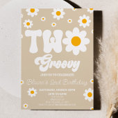 Retro Daisy Flower Two Groovy 2nd Birthday Party Einladung