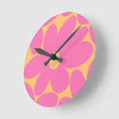 Retro Daisy Flowers in Pink Pale Marigold #1 #art Runde Wanduhr (Winkel)