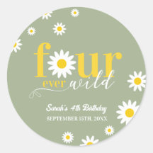 Retro Daisy Four ever Wild Sage Green 4. Geburtsta