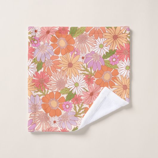 Retro Daisy Garden Badhandtuch Set (Waschlappen)