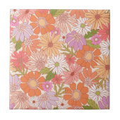 Retro Daisy Garden Fliese (Vorderseite)