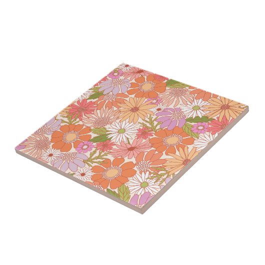 Retro Daisy Garden Fliese (Seite)