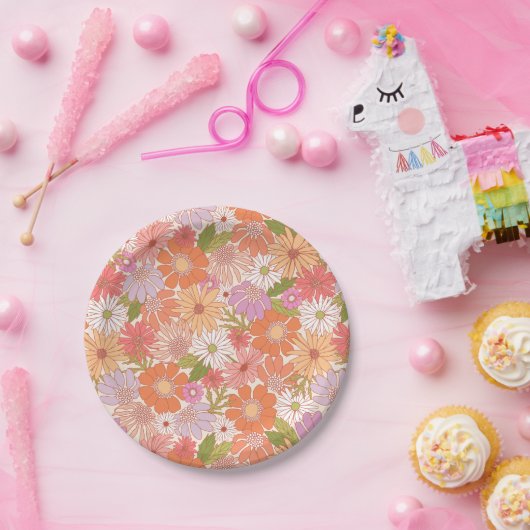 Retro Daisy Garden Pappteller (Party)