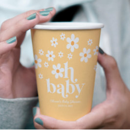 Retro Daisy gelb Oh Baby Duschpapier Tassen Pappbecher