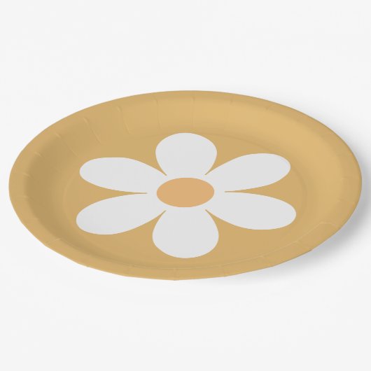 Retro Daisy Gelb Paper Teller (Schrägansicht)