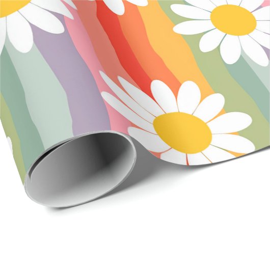 Retro Daisy Geschenkpapier (Rolleneckpunkt)