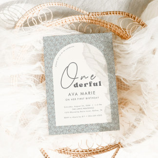 Retro Daisy Girls Mint 1. Geburtstag Einladung