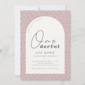 Retro Daisy Girls Pink 1. Geburtstag Einladung (Vorderseite)