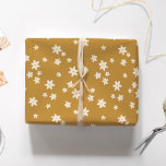 Retro Daisy Gold Wrapping Paper Geschenkpapier<br><div class="desc">Retro Daisy Floral Boho Gold Wrapping Paper</div>