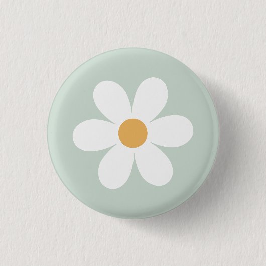 Retro daisy green boho button (Vorderseite)