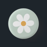Retro daisy green boho button<br><div class="desc">Retro inspirierte den ersten Geburtstagsknopf mit den 70er-Jahren-Stilrichtungen und boho-Schriftart und Farben.</div>