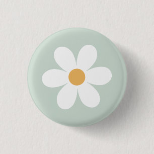 Retro daisy green boho button