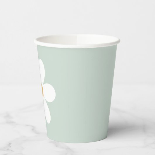 Retro daisy green boho pappbecher (Links)