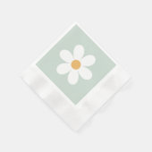 Retro daisy green boho serviette (Ecke)