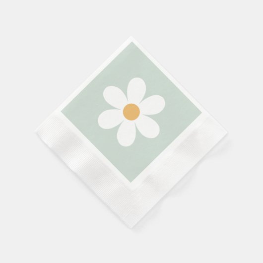 Retro daisy green boho serviette (Ecke)
