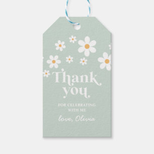 Retro Daisy green boho vielen Dank für Gift Tags Geschenkanhänger