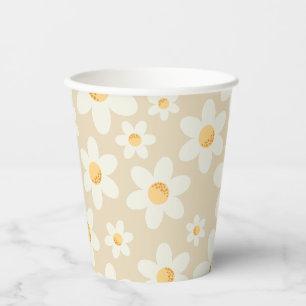 Retro Daisy Groovy Boho Paper Cup   8oz Floral Par Pappbecher
