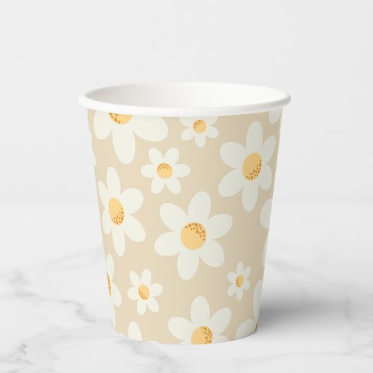 Retro Daisy Groovy Boho Paper Cup | 8oz Floral Par Pappbecher (Vorderseite)