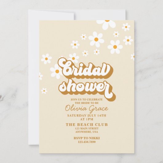 Retro Daisy Groovy Brautdusche Einladung (Vorderseite)