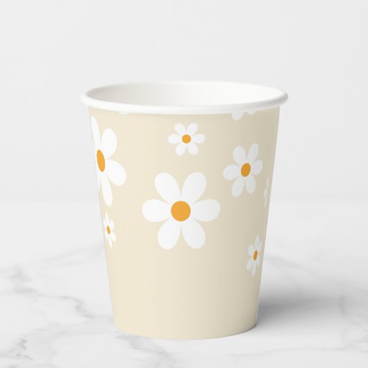 Retro Daisy Groovy Brautparty Pappbecher (Rückseite)