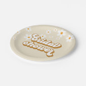 Retro Daisy Groovy Brautparty Pappteller (Schrägansicht)