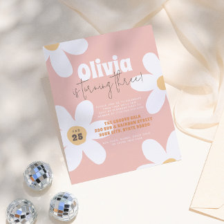 Retro Daisy Groovy Geburtstagspartei Haushalt Post Einladungspostkarte