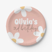 Retro Daisy Groovy Girl Birthday Party Pappteller (Vorderseite)