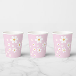 Retro Daisy Groovy lilac Paper Cups Pappbecher