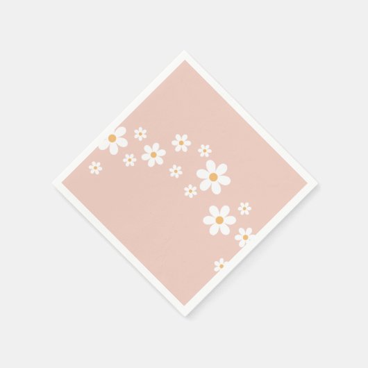 Retro Daisy Groovy Pink Blume Serviette (Ecke)