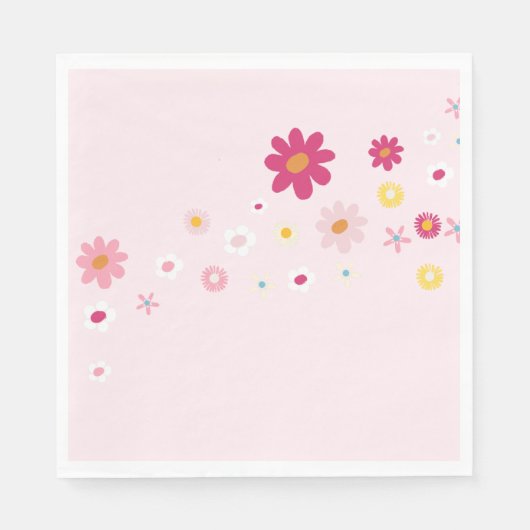 Retro Daisy Groovy Pink Brautparty Serviette (Vorderseite)