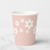 Retro Daisy Groovy Pink Paper Cups Pappbecher (Links)