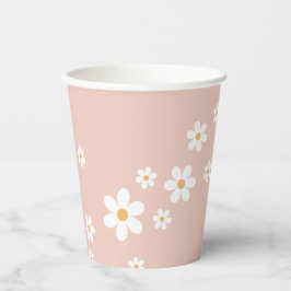Retro Daisy Groovy Pink Paper Cups Pappbecher